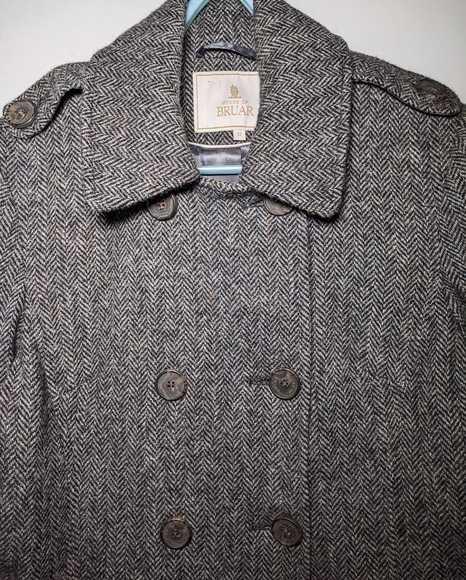 House Of Bruar Harris Tweed Grey Herringbone Double Breasted Jacket Size 12 VGC - Picture 4 of 8
